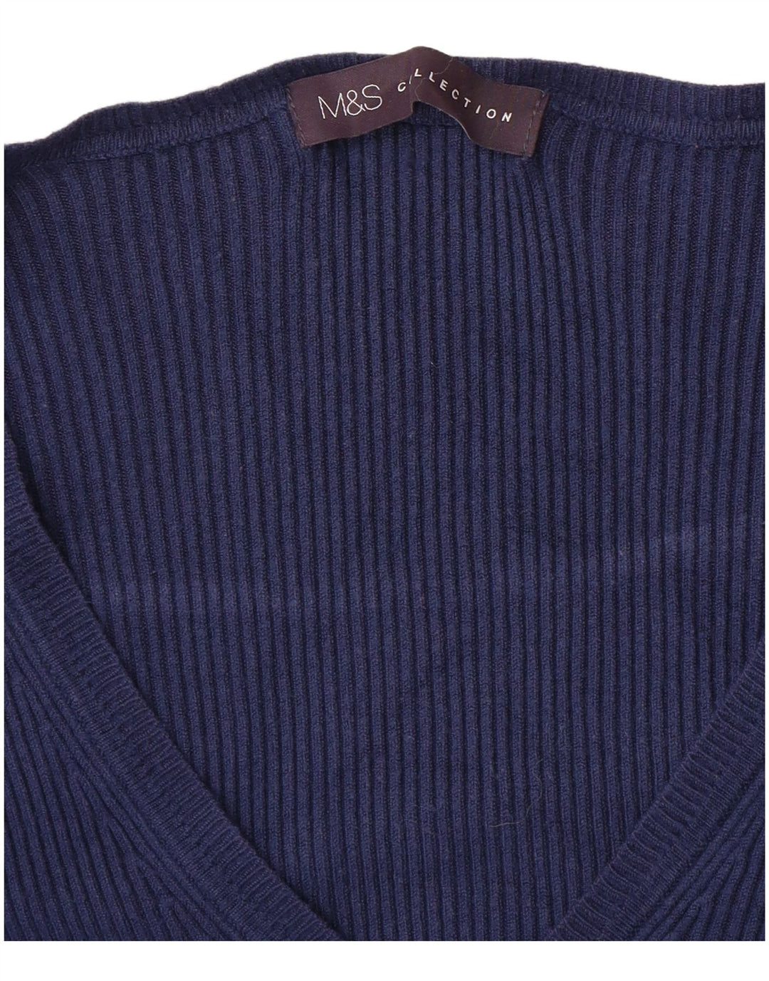 MARKS & SPENCER maglione da donna con scollo a V UK 10 piccolo blu navy