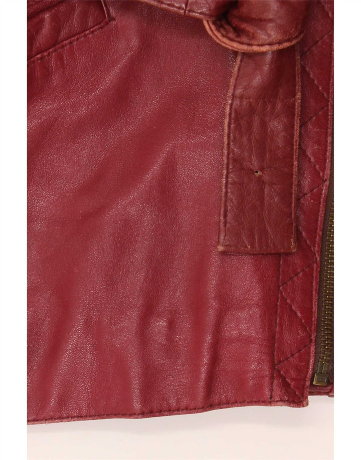 Giacca da motociclista in pelle oversize da donna vintage EU 38 Borgogna media