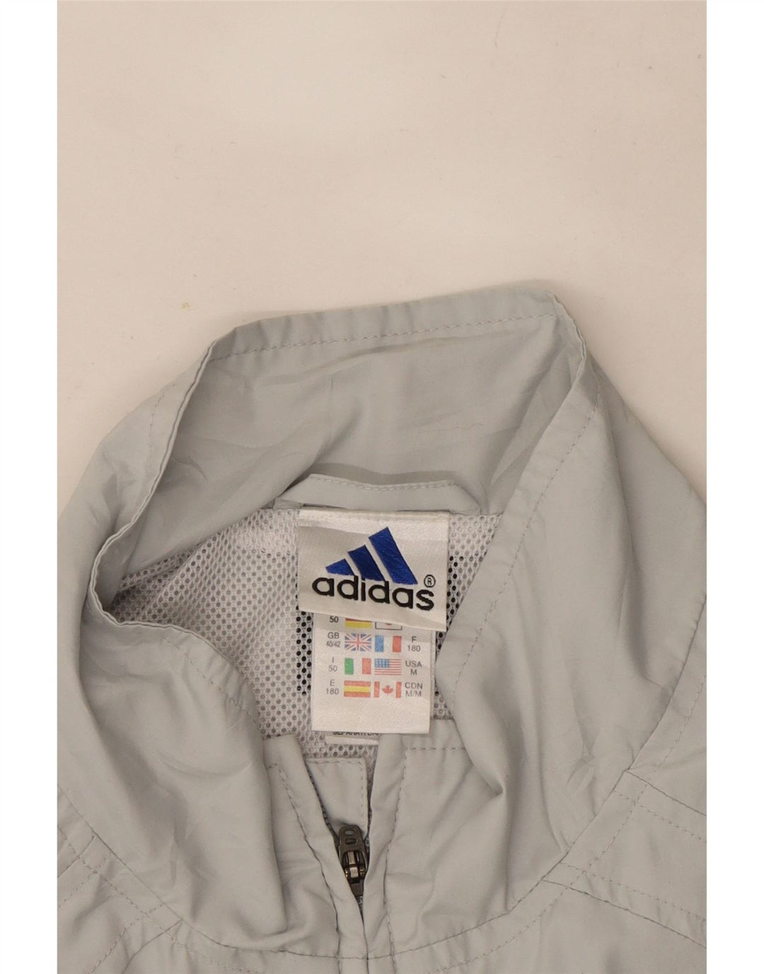 Giacca da tuta da uomo Adidas UK 40/42 Poliestere color block grigio medio
