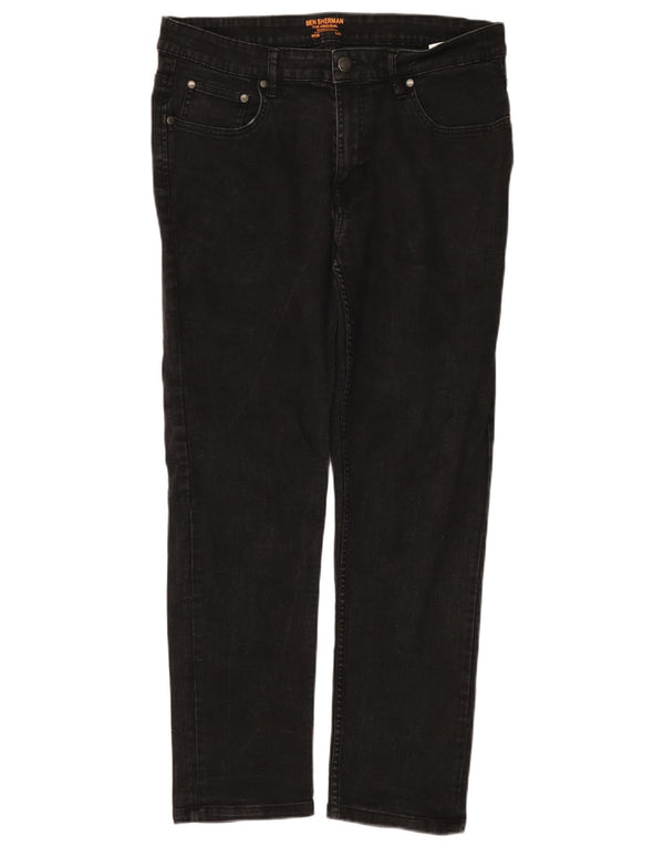 Jeans dritti da uomo BEN SHERMAN W36 L28 cotone nero