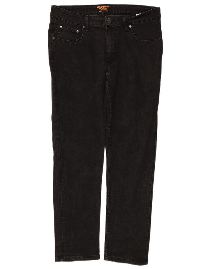 Jeans dritti da uomo BEN SHERMAN W36 L28 cotone nero