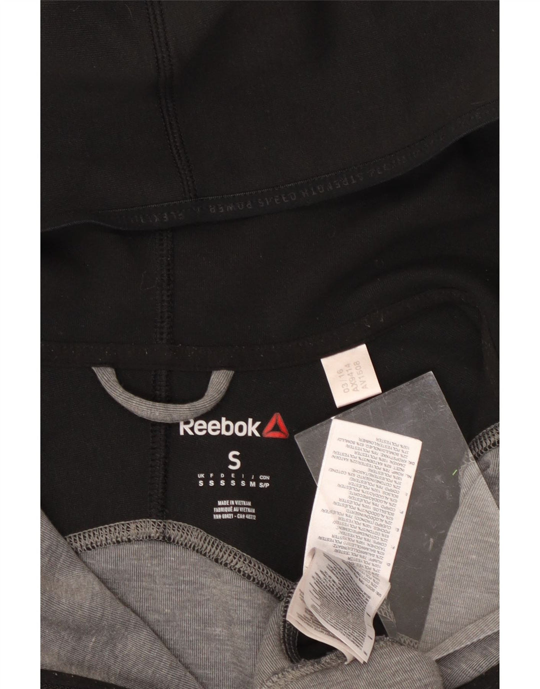 REEBOK Felpa con cappuccio e zip da uomo piccola in poliestere color block grigio