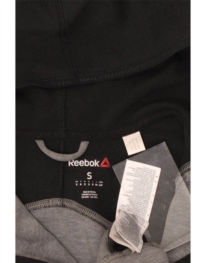 REEBOK Felpa con cappuccio e zip da uomo piccola in poliestere color block grigio