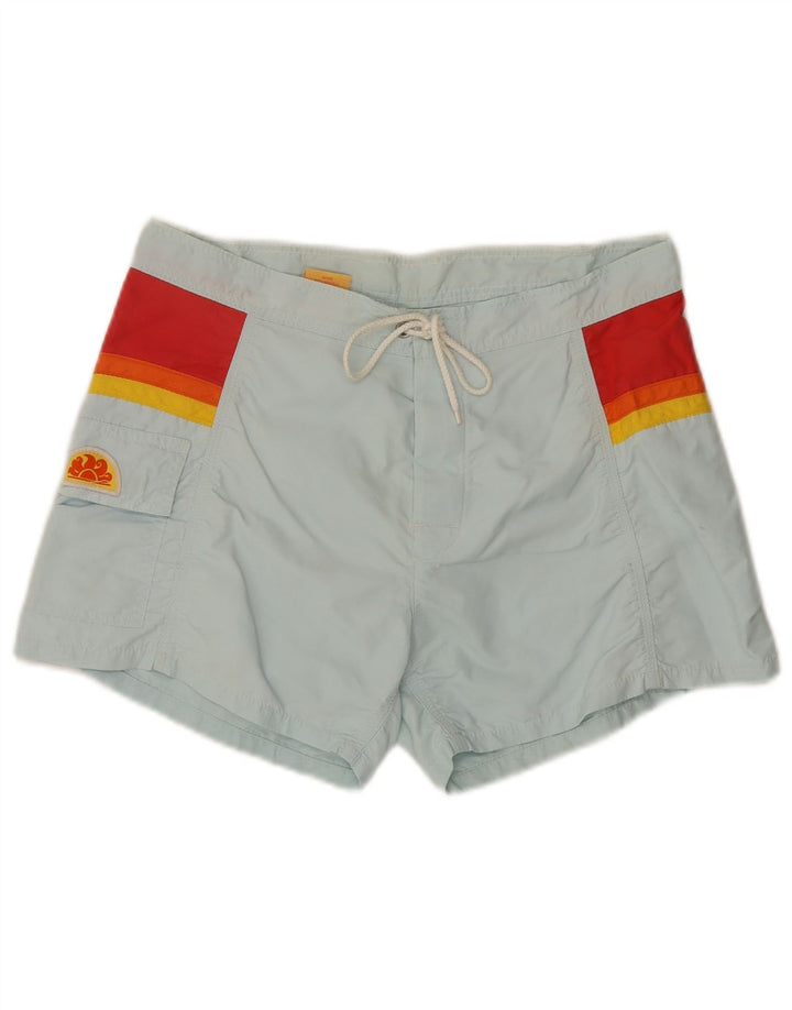 Pantaloncini da bagno da uomo Sundek in nylon color block blu medio