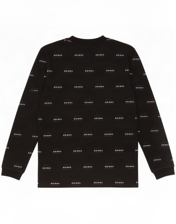 Felpa con grafica Adidas da uomo, piccola, in cotone nero
