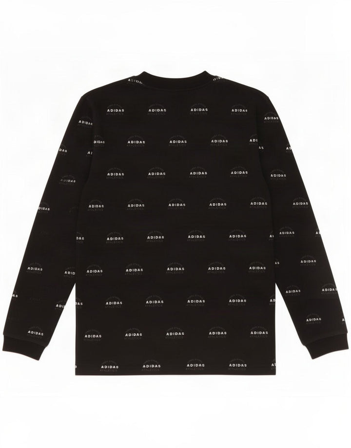 Felpa con grafica Adidas da uomo, piccola, in cotone nero