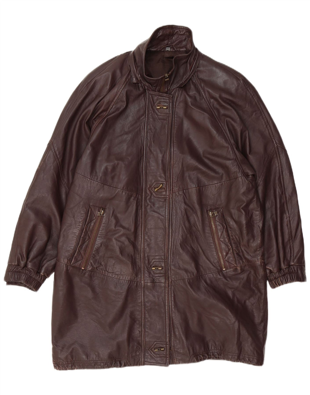 Cappotto oversize in pelle da donna VINTAGE EU 40 in pelle marrone medio