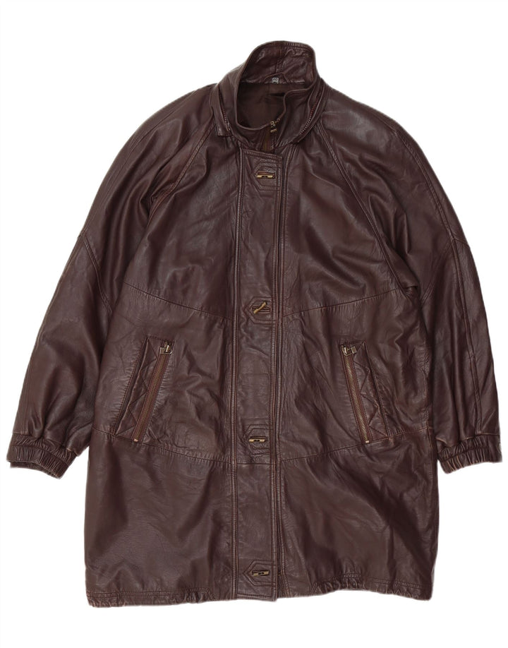 Cappotto oversize in pelle da donna VINTAGE EU 40 in pelle marrone medio