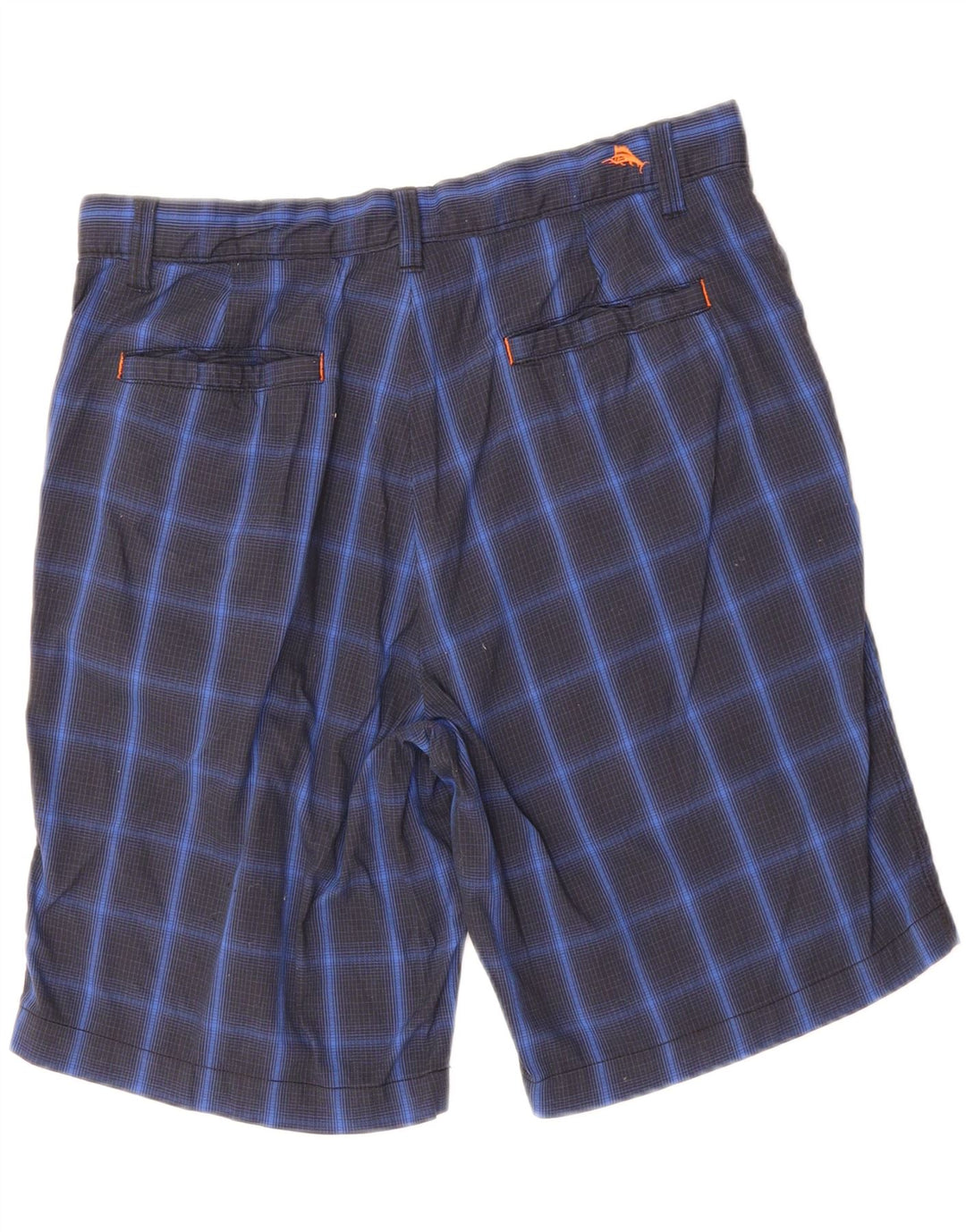 TOMMY BAHAMA Mens Chino Shorts W32 Medium Navy Blue Check Nylon Vintage Tommy Bahama and Second-Hand Tommy Bahama from Messina Hembry 