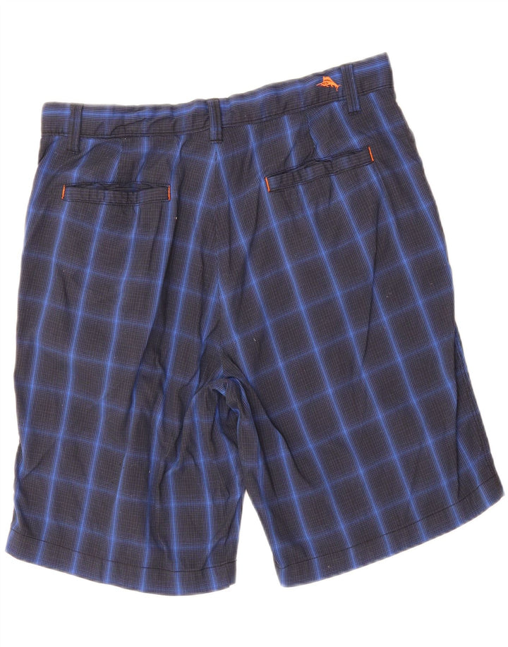 TOMMY BAHAMA Mens Chino Shorts W32 Medium Navy Blue Check Nylon Vintage Tommy Bahama and Second-Hand Tommy Bahama from Messina Hembry 