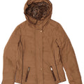 Giacca imbottita con cappuccio da donna Zara UK 14 Poliestere beige medio