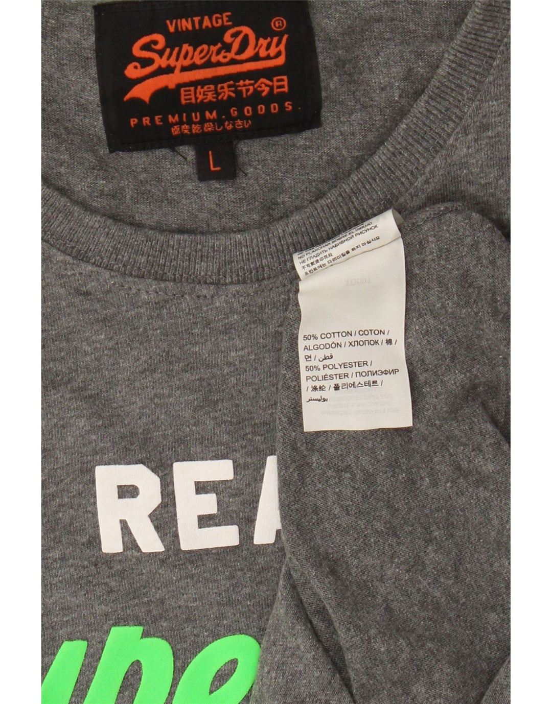 T-shirt grafica da uomo Superdry Top grande in cotone grigio