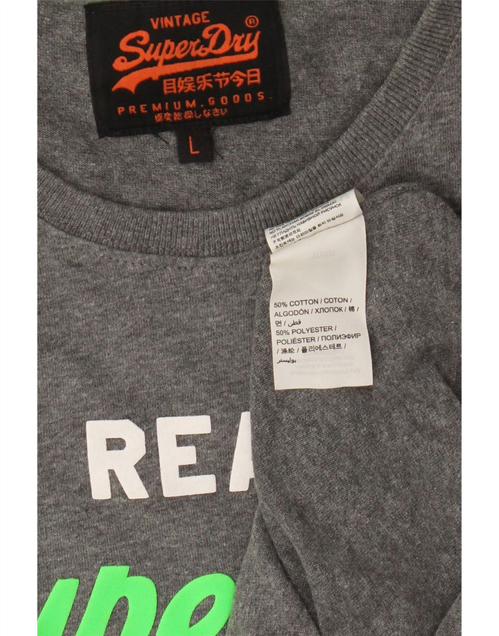 T-shirt grafica da uomo Superdry Top grande in cotone grigio