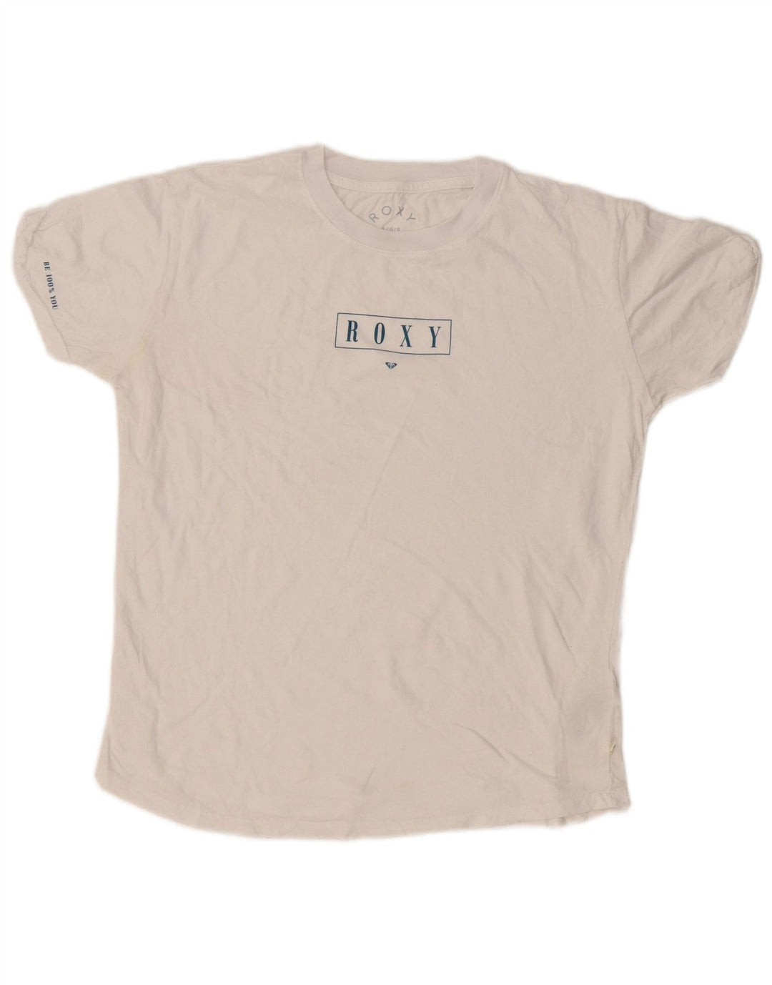T-shirt grafica da donna Roxy Top UK 16 grande cotone bianco