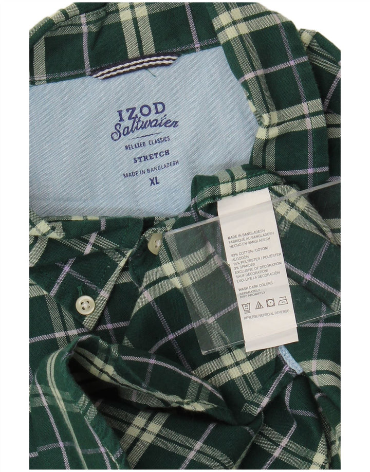 Camicia elasticizzata da uomo Izod XL in cotone a quadri verdi