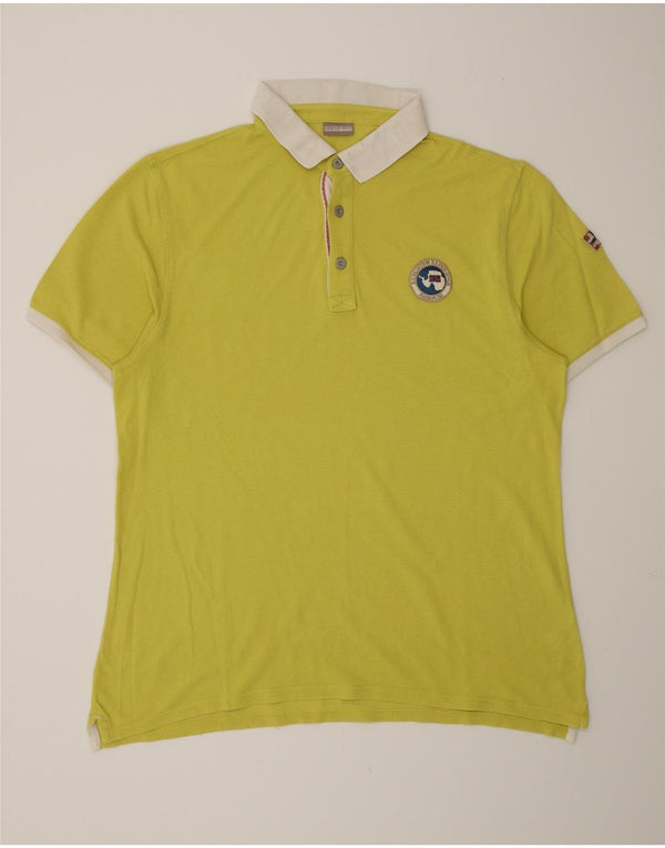 Polo da rugby geografica da uomo Napapijri 2XL in cotone giallo