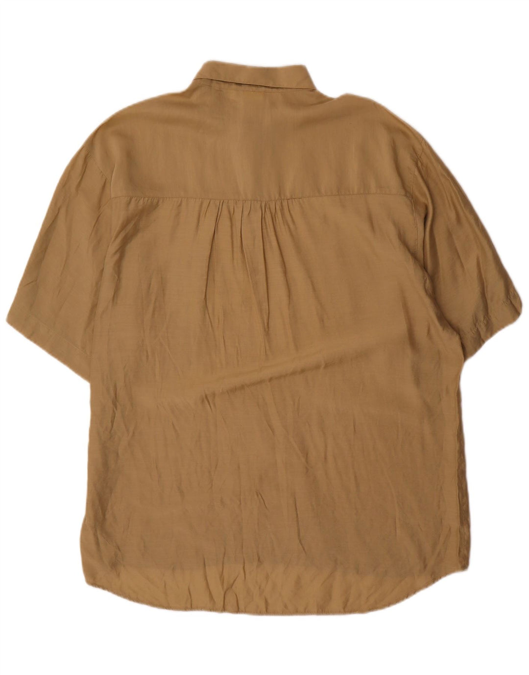 Camicia pullover a maniche corte vintage da uomo grande in cotone beige