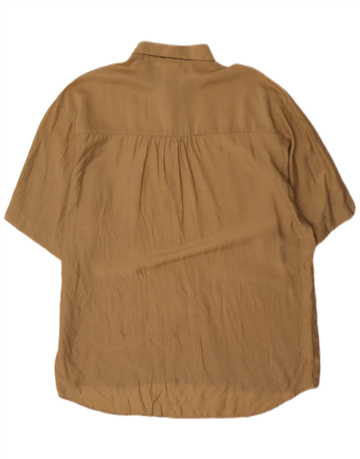 Camicia pullover a maniche corte vintage da uomo grande in cotone beige