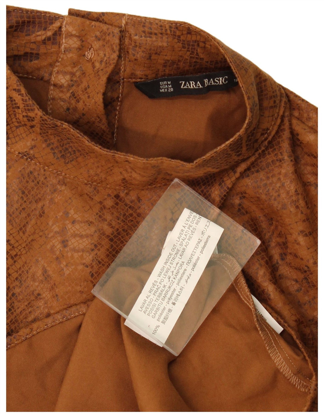 Top in camicetta da donna Zara UK 14 Poliestere con stampa animalier marrone medio