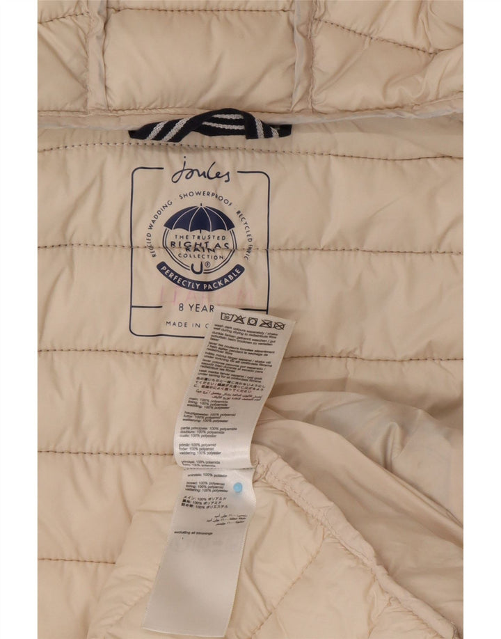 JOULES Giacca imbottita con cappuccio per ragazze 7-8 anni Colorblock bianco sporco