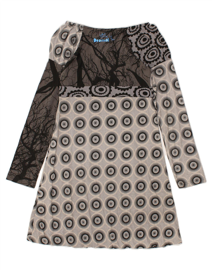 DESIGUAL Girls Graphic Long Sleeve Basic Dress 11-12 Years Grey Spotted | Vintage Desigual | Thrift | Second-Hand Desigual | Used Clothing | Messina Hembry 