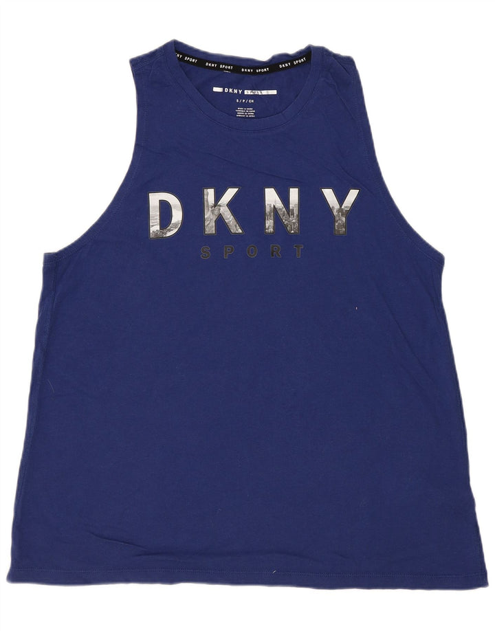 Canotta grafica da uomo DKNY piccola in cotone blu