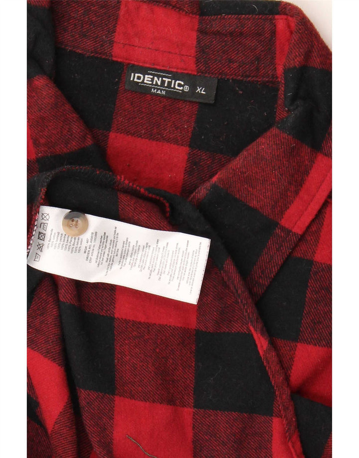 Camicia da uomo identica in flanella XL in cotone a quadretti rossi