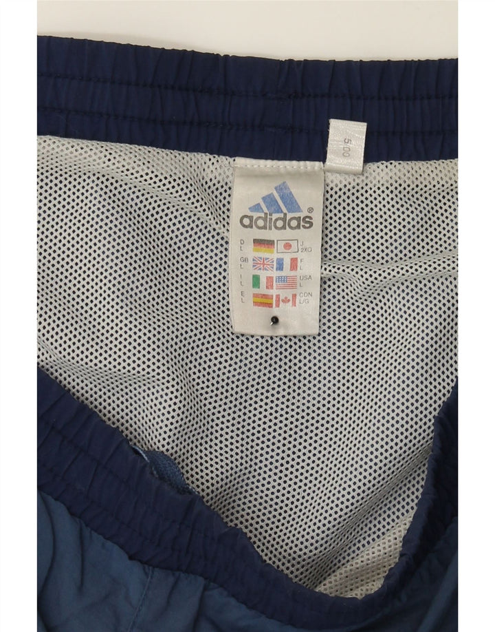 ADIDAS Mens Graphic Swimming Shorts Large  Navy Blue Colourblock Polyamide Vintage Adidas and Second-Hand Adidas from Messina Hembry 