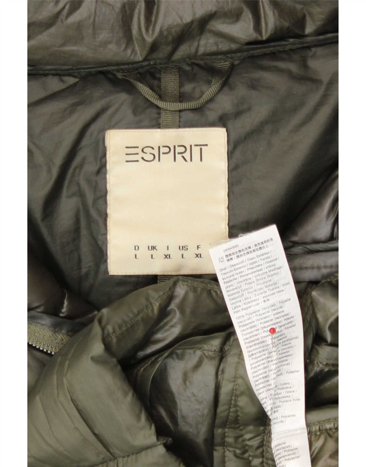 Giacca imbottita con cappuccio da donna Esprit UK 16 grande cachi