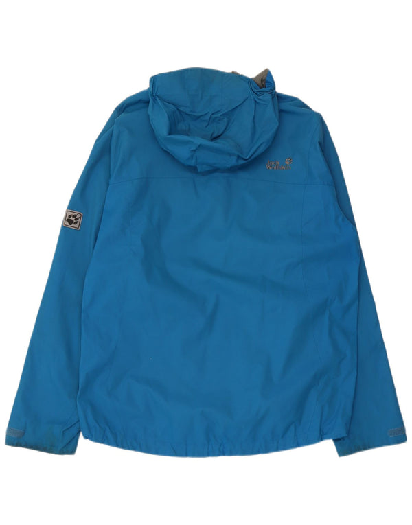 JACK WOLFSKIN Giacca antipioggia da uomo con cappuccio UK 40 Large Blu Poliammide