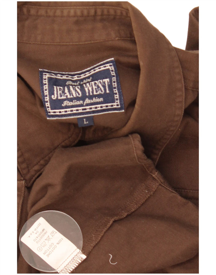 Camicia vintage da uomo grande in cotone marrone