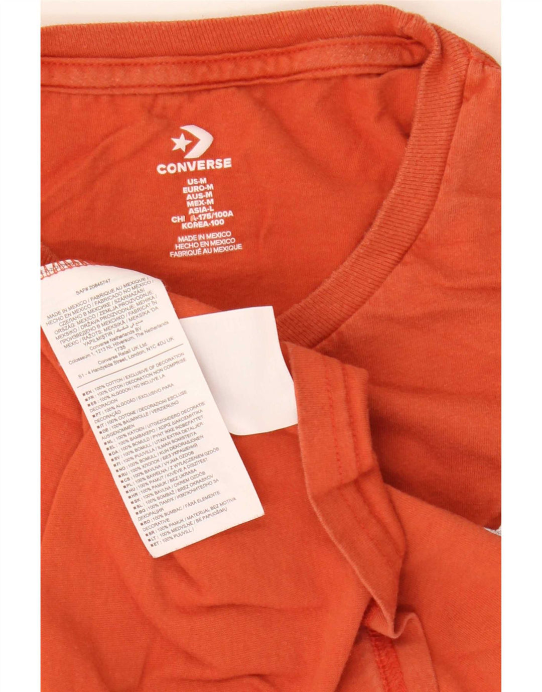 T-shirt da uomo Converse Top in cotone arancione medio