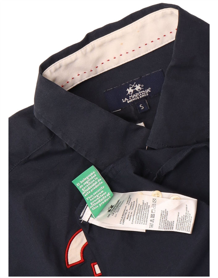 Camicia grafica da uomo La Martina piccola in cotone blu navy