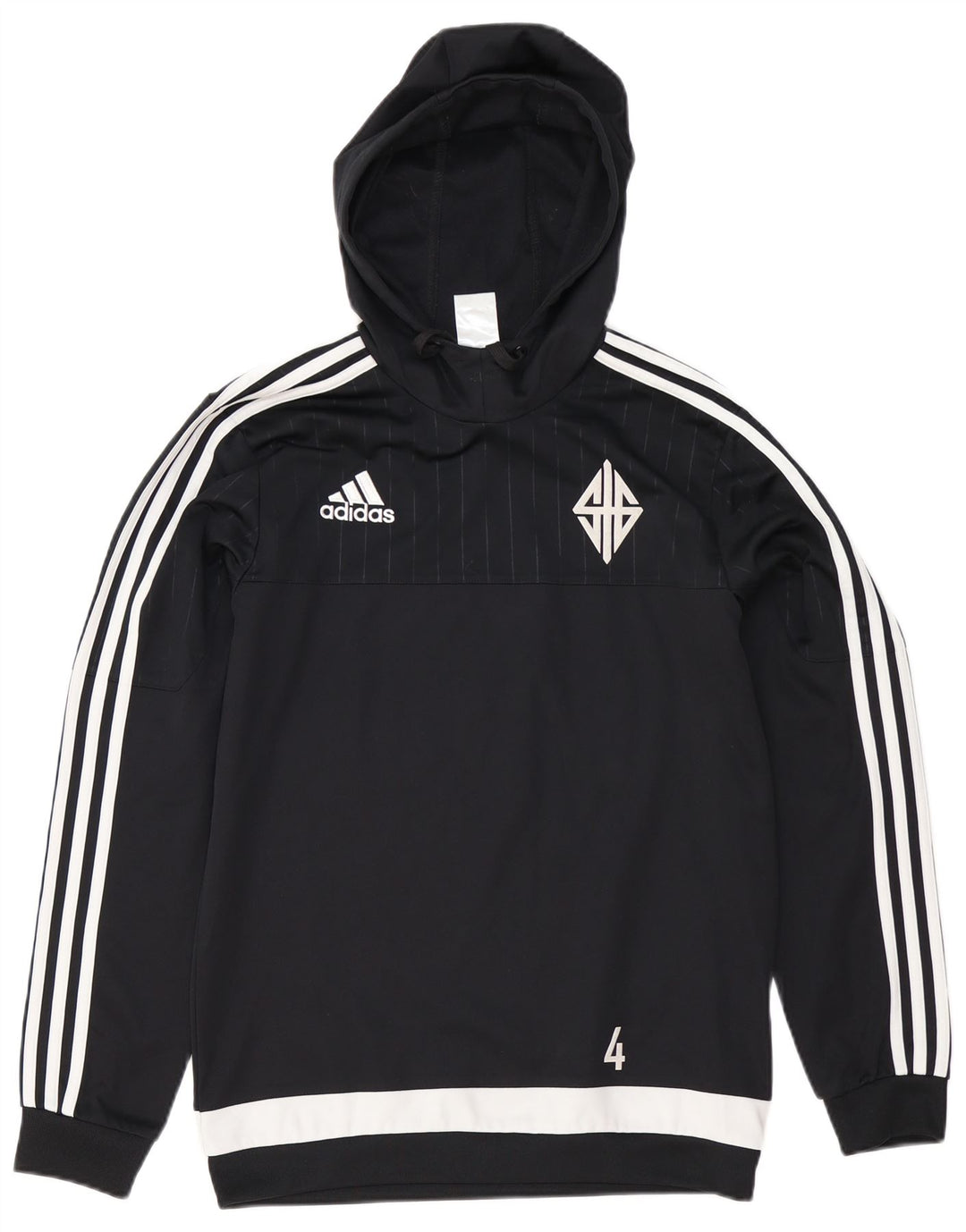 Felpa con cappuccio grafica da uomo Adidas, piccola, in poliestere color block nero