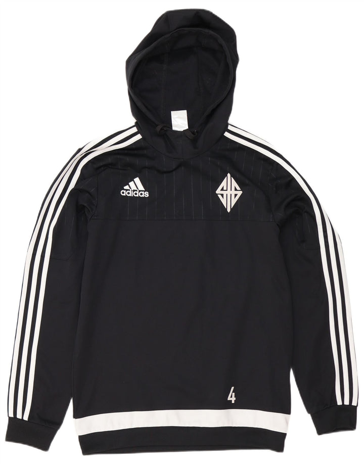 Felpa con cappuccio grafica da uomo Adidas, piccola, in poliestere color block nero