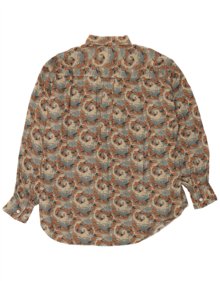 Camicia vintage da uomo in viscosa floreale beige medio