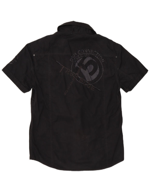 Jack & Jones Camicia militare a maniche corte da uomo con grafica grande nera in cotone