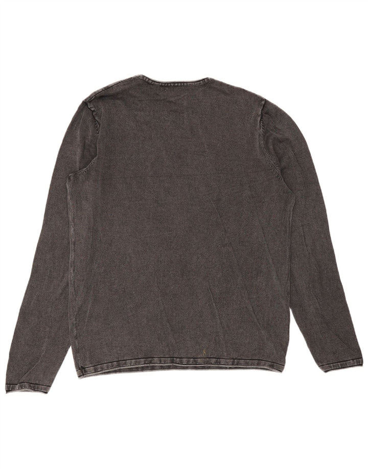 Jack & Jones Top da uomo a maniche lunghe in cotone grigio medio