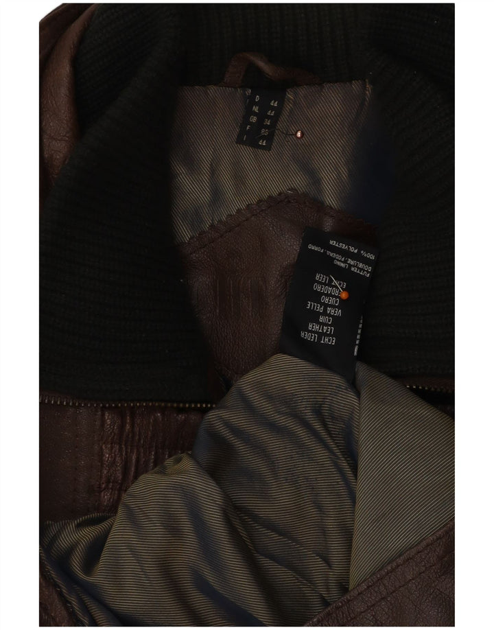 Giacca in pelle da uomo vestibilità ampia VINTAGE UK 34 XS in pelle marrone