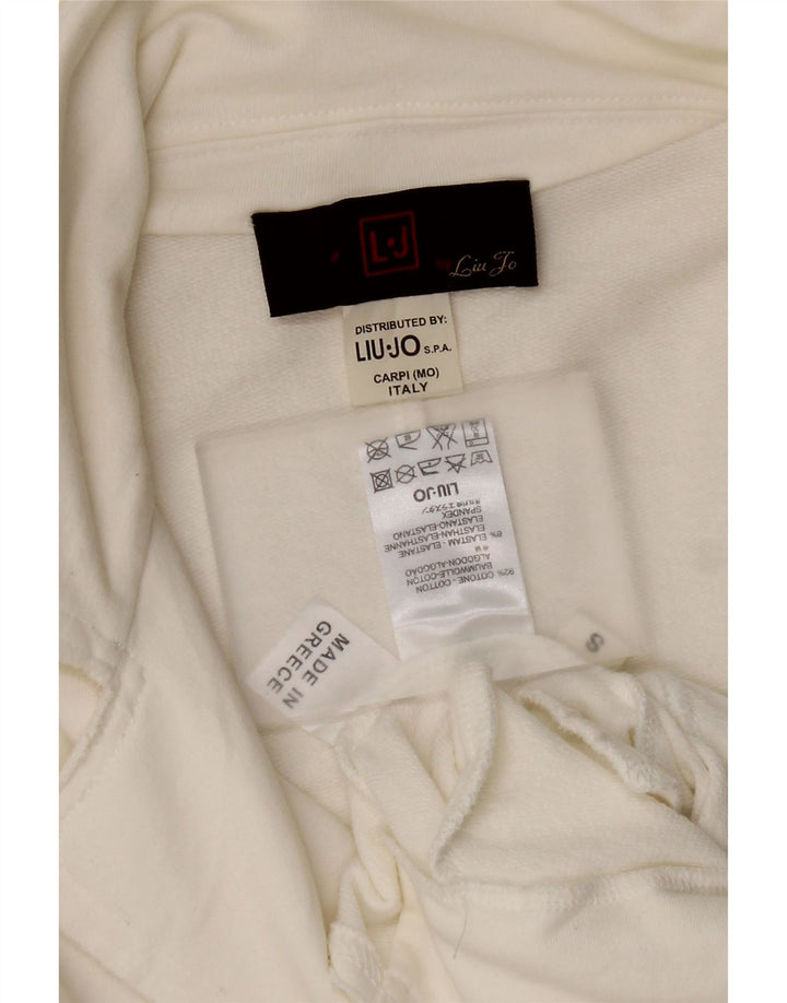 Giacca blazer a 3 bottoni da donna Liu Jo UK 10 piccola in cotone bianco