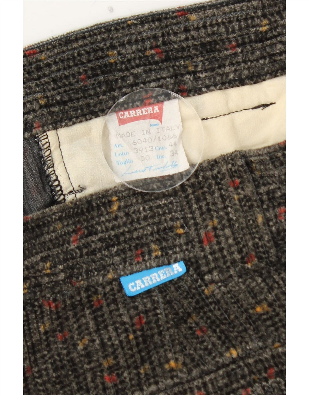 Pantaloni da donna in velluto a coste a vita alta CARRERA IT 50 Large W34 L27 Grigio