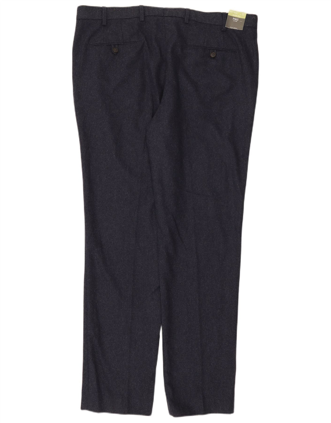 Pantaloni chino slim da uomo Marks & Spencer W40 L33 lana blu navy