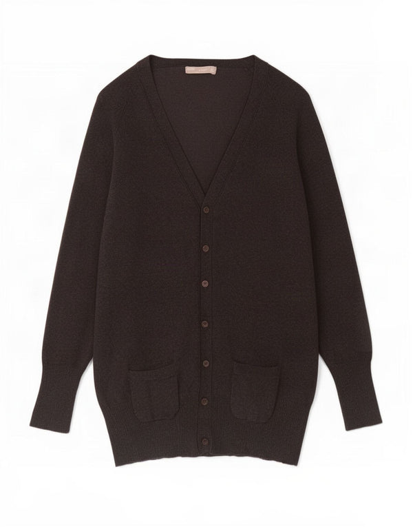 Maglione cardigan lungo da donna Zara UK 16 grande cotone grigio