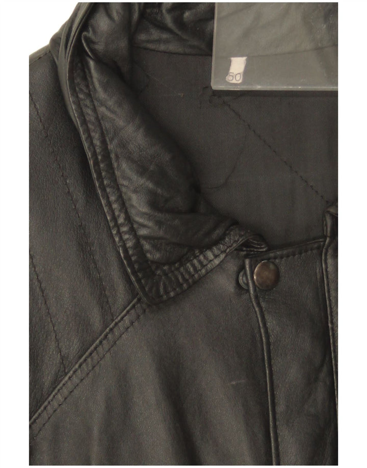 Giacca in pelle vintage da uomo IT 50 grande in pelle nera
