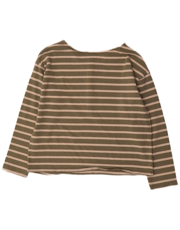 Joules Top da donna a maniche lunghe UK 14 Large in cotone a righe kaki