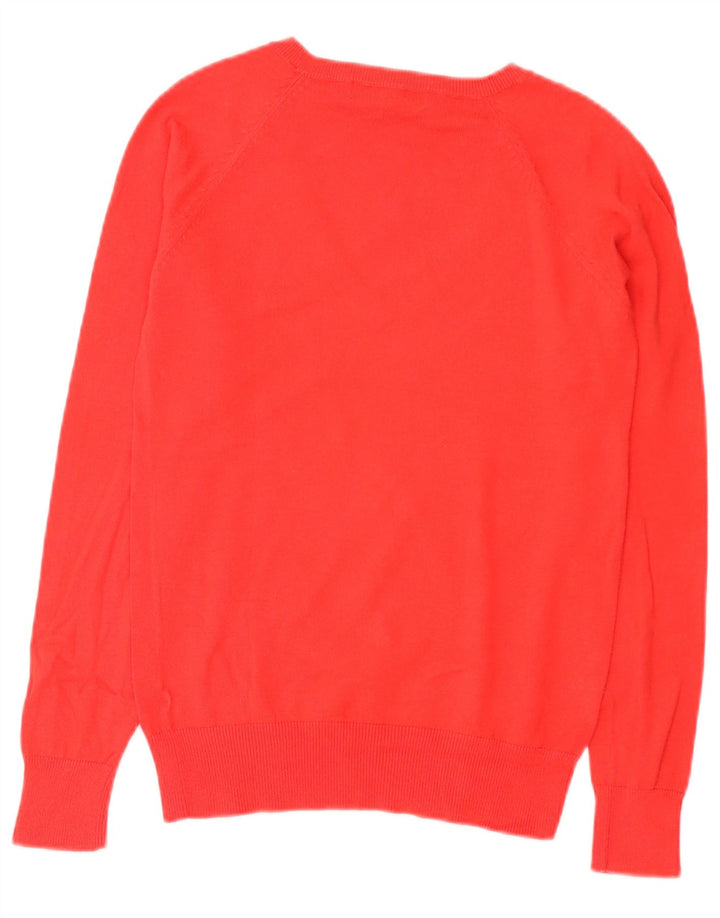 Maglione maglione con scollo a V da donna Zara UK 12 cotone rosso medio