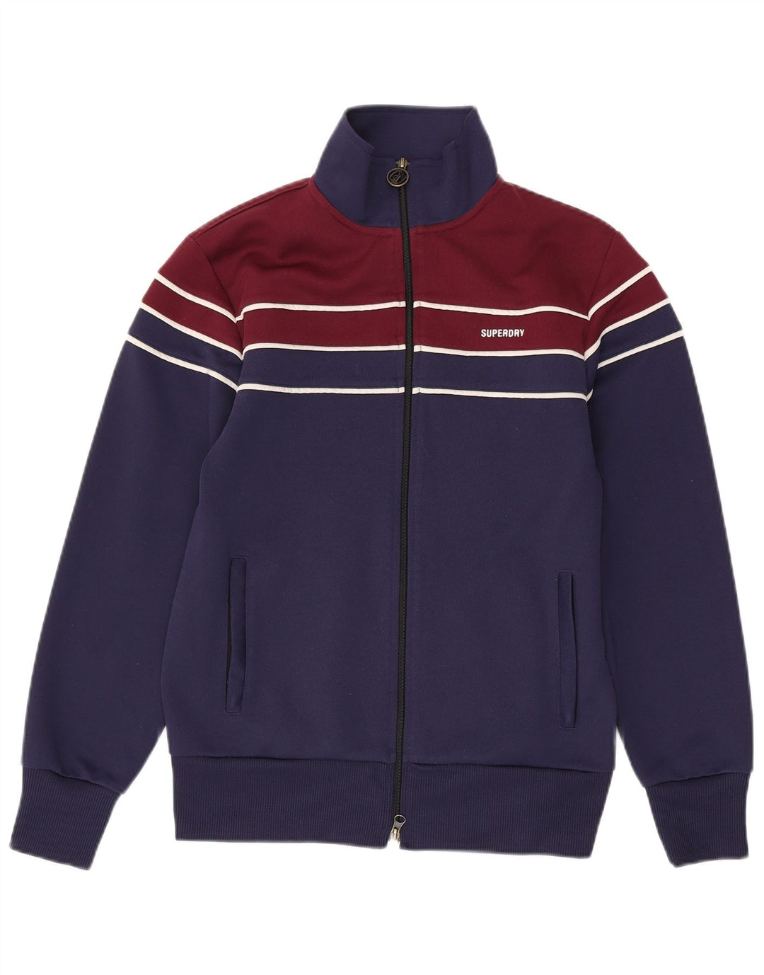 Giacca da tuta da uomo SUPERDRY XS in poliestere color block blu navy