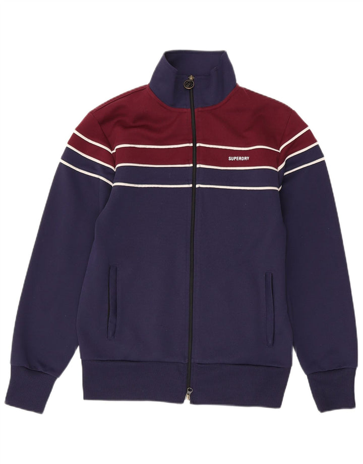 Giacca da tuta da uomo SUPERDRY XS in poliestere color block blu navy