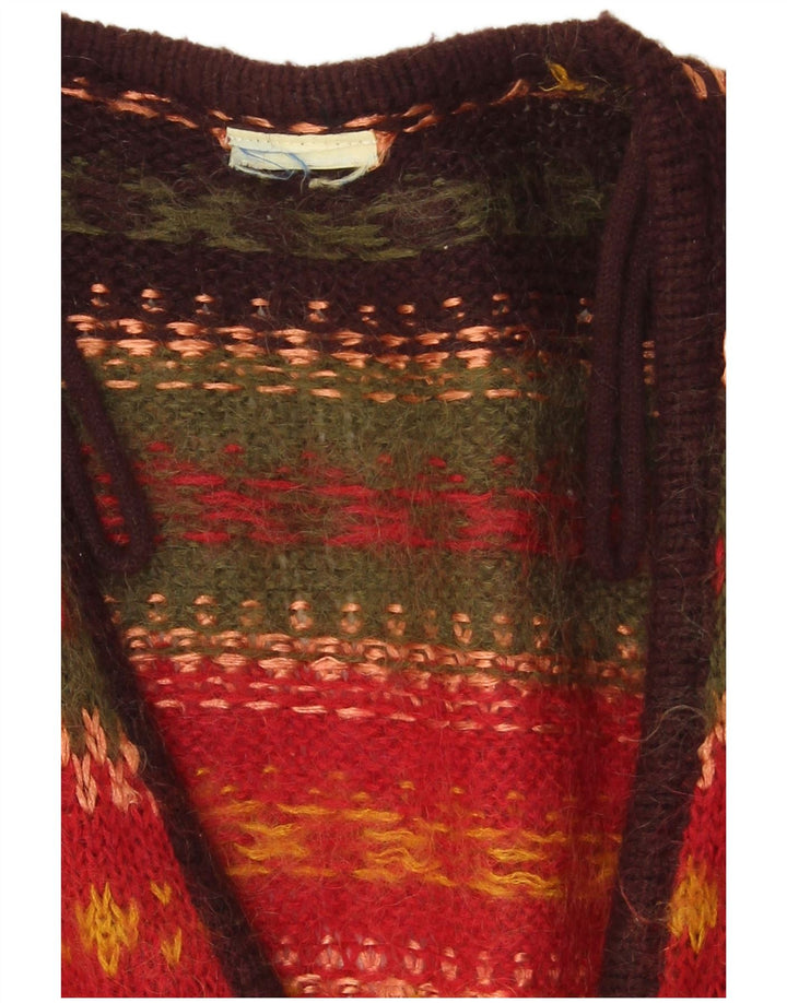 Maglione cardigan da donna VINTAGE UK 14 grandi righe multicolori