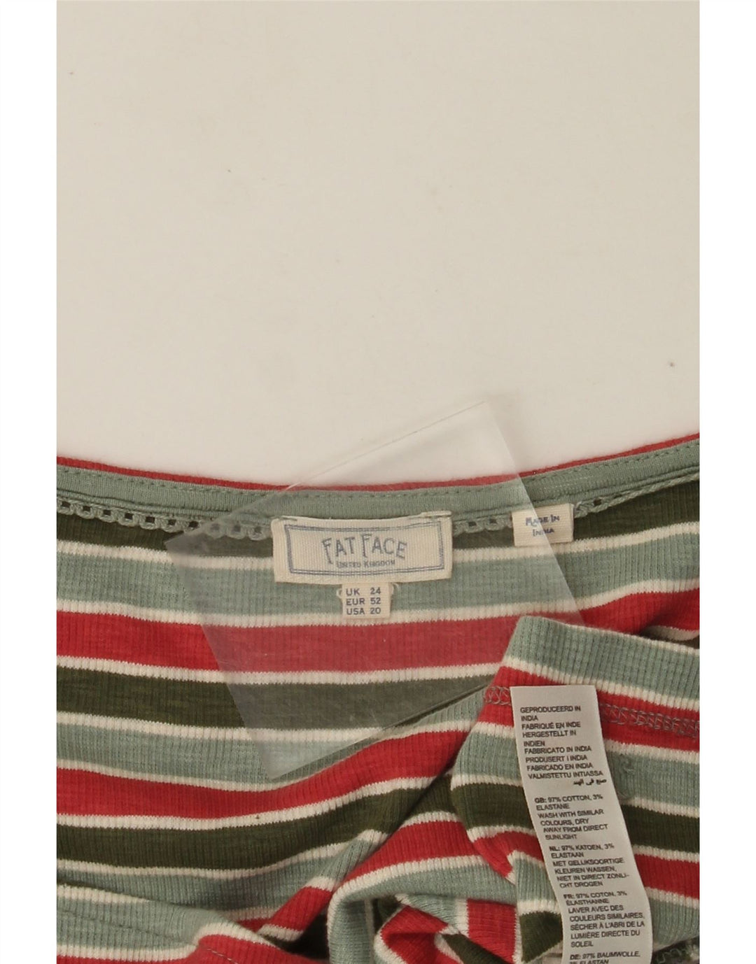 Camicetta corta da donna Fat Face UK 24 4XL Cotone a righe verdi